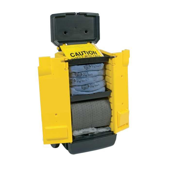 Armoire mobile d'intervention hydrocarbures - capacité 60 L - chariot robuste PEHD avec kit hydrophobe_0