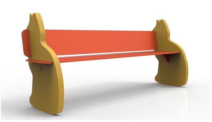 Banc pour enfant - Comptine - Contreplaqué bouleau avec fixation au sol sur platines inox_0