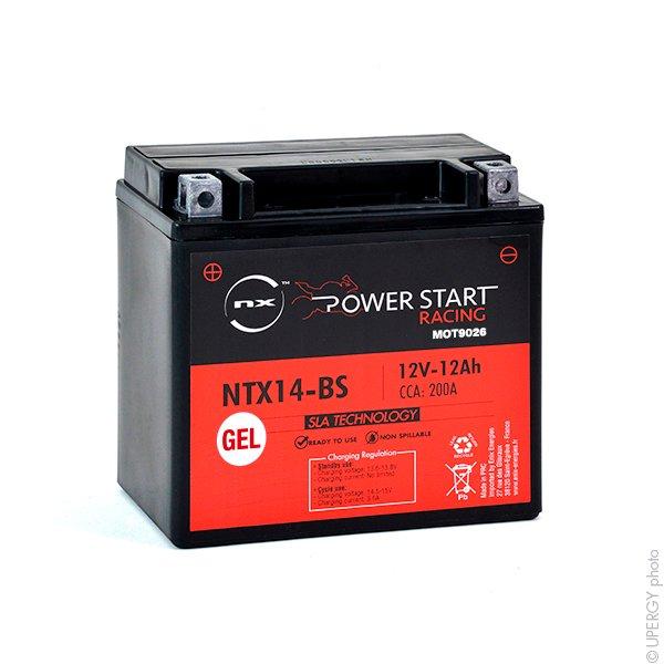 Batterie moto Gel YTX14-BS / FTX14-BS / NTX14-BS 12V 12Ah - Technologie Plomb Gel sans entretien_0