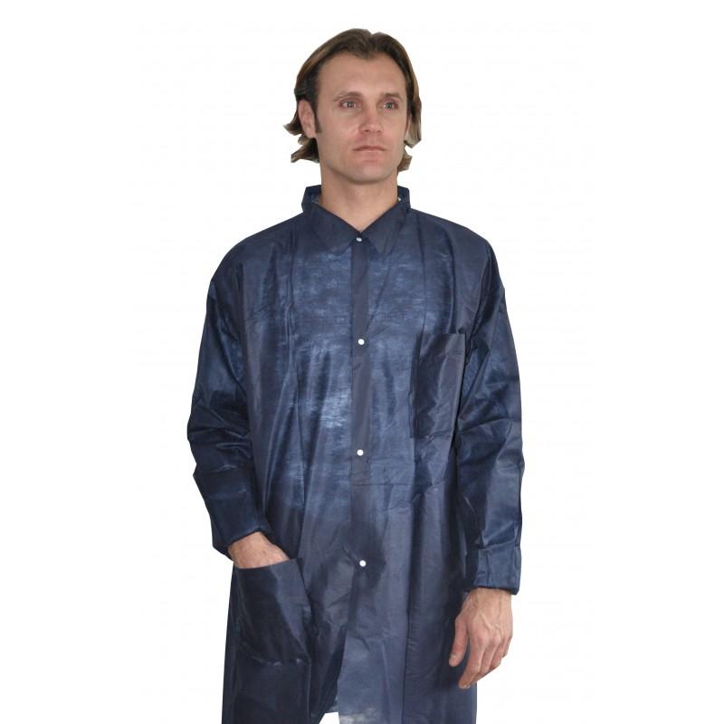 Blouse hygiène classic PP bleu marine - à usage unique - 300091017_0