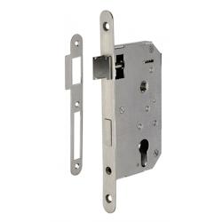 Boitier de serrure encastrable à cylindre pour porte d'entrée, droite, axe 50mm, bouts ronds, inox - THIRARD - gris 3150260039962_0