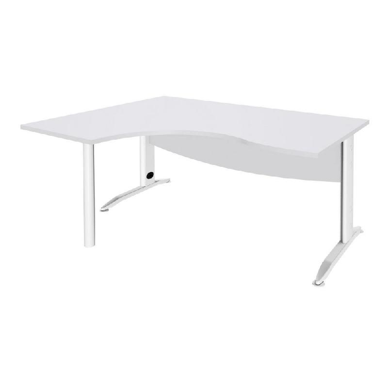 BUREAU COMPACT RETOUR A GAUCHE ACTIVITY METAL 2 - L. 160 X P. 120 CM - PLATEAU BLANC - PIEDS L BLANCS