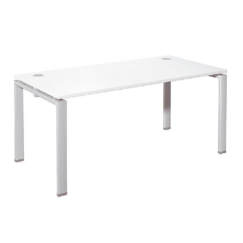 BUREAU DROIT E-LINK - L. 160 X P. 80 CM - PLATEAU BLANC - 4 PIEDS ALUMINIUM