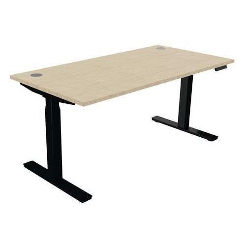 BUREAU HAUT.RÉGLABLE ÉLECTR. EVO 160X80 CM CHÊNE FIL/NOIR - BURONOMIC