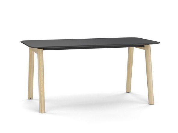 Bureau individuel moderne pieds bois massif pas cher_0