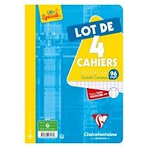 CAHIER PIQUÉ A4 96 PAGES GRANDS CARREAUX COULEURS ASSORTIES - ASSORTIS - LOT DE 10