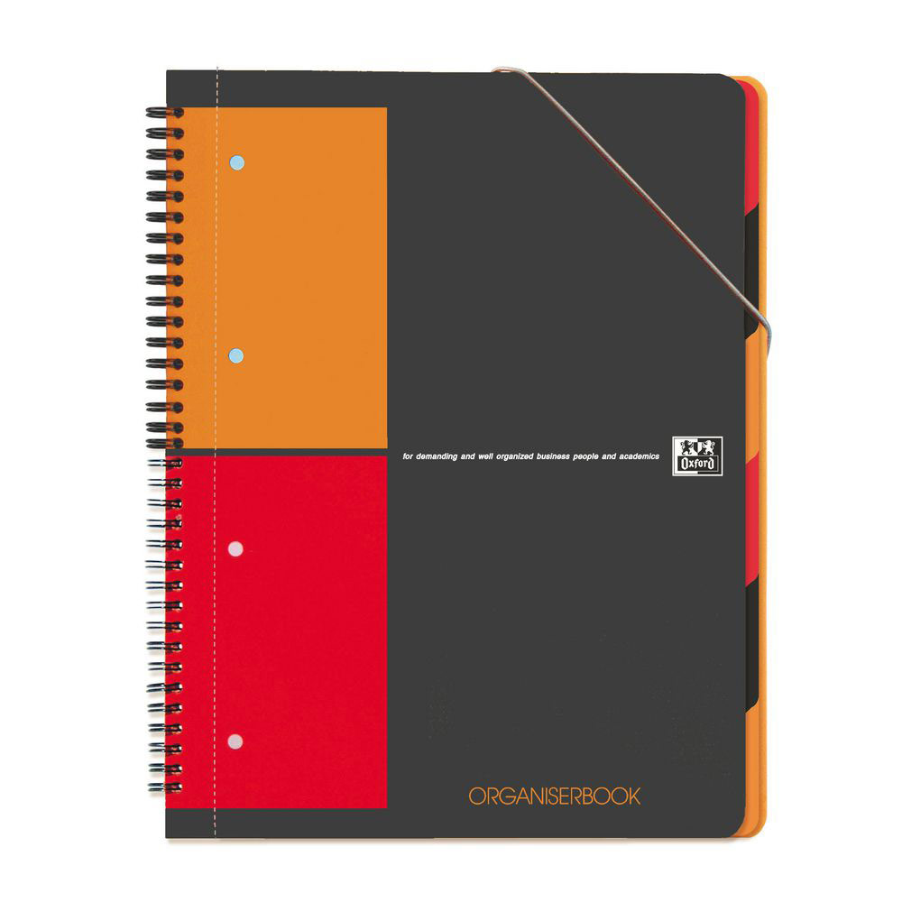 CAHIER TRIEUR OXFORD ORGANISERBOOK - RELIURE SPIRALES - A4+ - 180 PAGES - PETITS CARREAUX - FEUILLES PERFOREES DETACHABLES - TRIEUR 6 TOUCHES