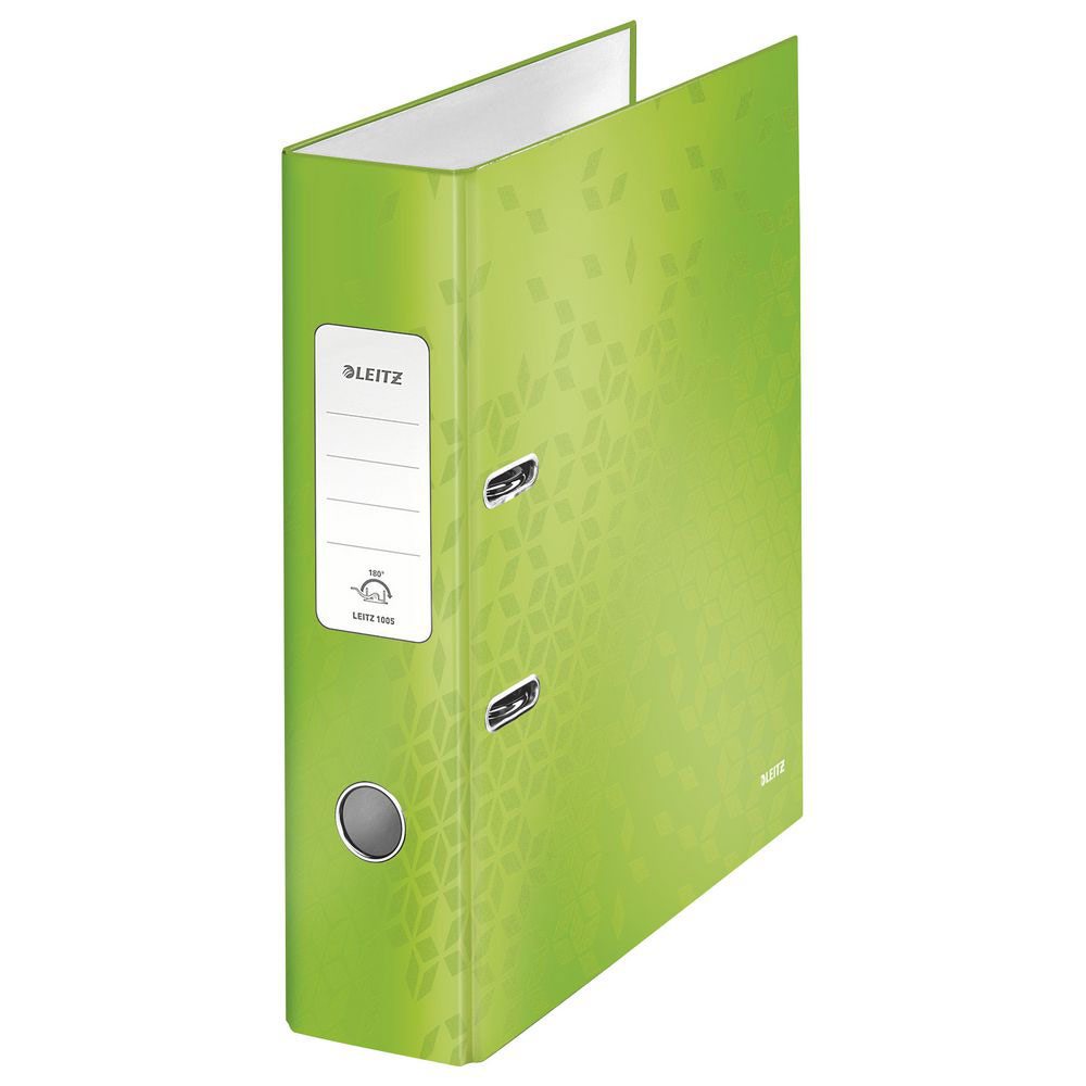 CLASSEUR A LEVIER 180° LEITZ WOW - DOS 8 CM - CARTON PELLICULE INTERIEUR ET EXTERIEUR - VERT