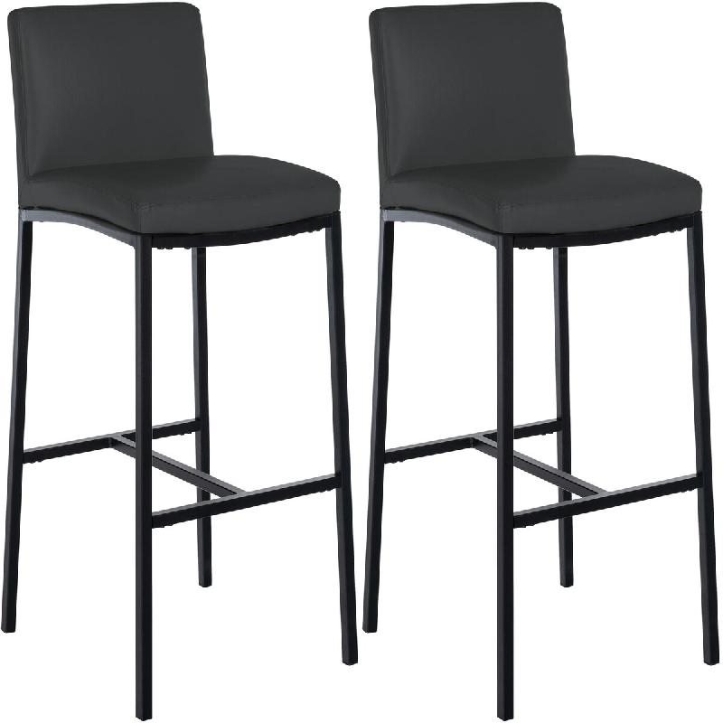 CLP Lot de 2 tabourets de bar Freeport Gris foncé/Similicuir - gris polyester 327328_0