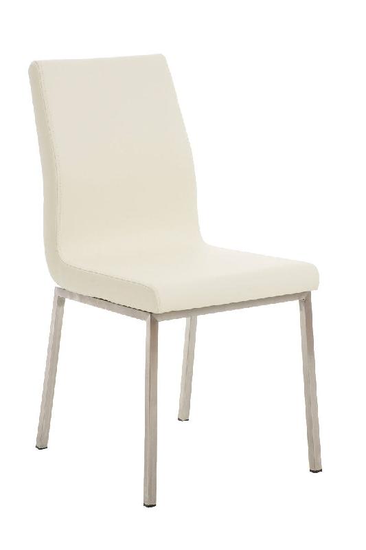 Décoshop26 - Chaise de salle à manger x1 style épuré en PVC crème et acier inoxydable 10_0002008 - beige inox 3000250790925_0