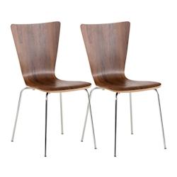 Décoshop26 - Lot de 2 chaises de cuisine salle à manger empilable en bois noyer et structure stable à quatre pieds en métal 10_0003074 - 3000251384253_0