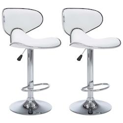 Décoshop26 - Lot de 2 tabourets de bar chaises hautes design moderne en PVC blanc et acier DEC029566 - blanc 3000257438929_0