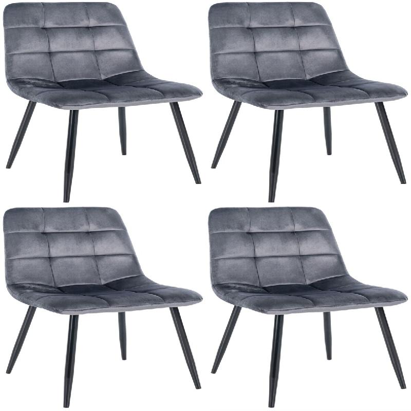 Décoshop26 - Lot de 4 chaises de salle à manger style moderne et confortable en tissu velours gris foncé et métal noir 10_0001787 - gris métal 30_0