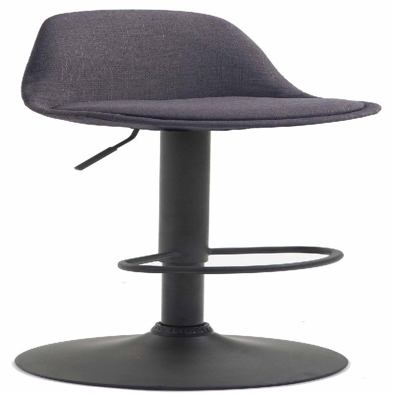 Décoshop26 - Tabouret de bar x1 moderne et confortable assise en tissu gris foncé pieds en métal noir 10_0006076 - gris métal 3000265375827_0