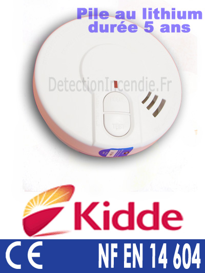 Détecteur de fumée Kidde 29-LD-FR - technologie optique - pile alcaline et lithium - alarme 85 dB - norme NF EN 14604_0