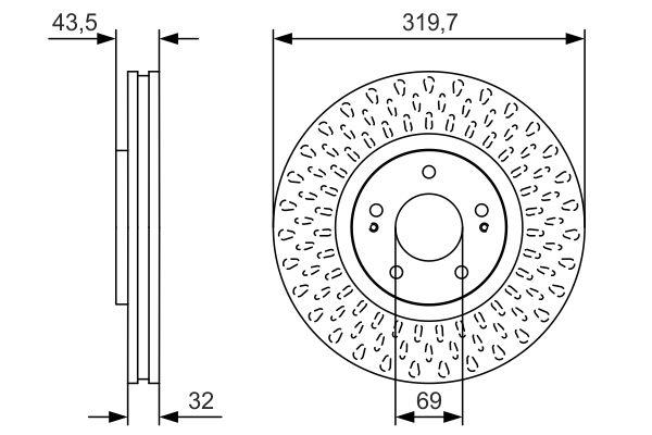 Disque de frein Bosch 0986479T01 - ventilé - côté avant_0