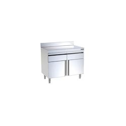 Meuble Adossé avec Portes Battantes et Tiroirs Profondeur 700mm - Distform - l40- L- P70- h85- Acier Inoxydable - 641094718343_0