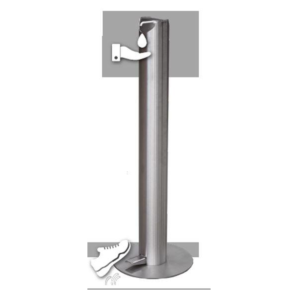 Distributeur sans contact de gel hydroalcoolique en inox - commande à pied - fabrication française_0