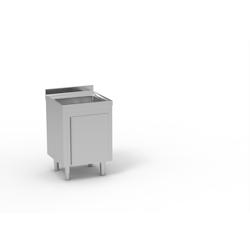 ERATOS Meuble plonge gamme 600 - AISI-304 18/10 - 600x600x850 - 1 cuve 500x400x250 - Acier inoxydable avec portes coulissantes - FMM-66/10_0