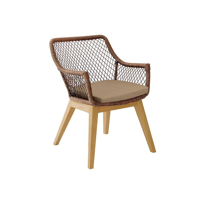 Fauteuil de jardin olivia marron 83x60x63cm – MTF – teck et résine tressée – 2nab2214_0