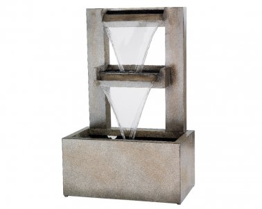 Fontaine murale 2 niveaux zinc pour extérieur - Réf. 2B-002NSS - 30x50x78cm - Gris_0