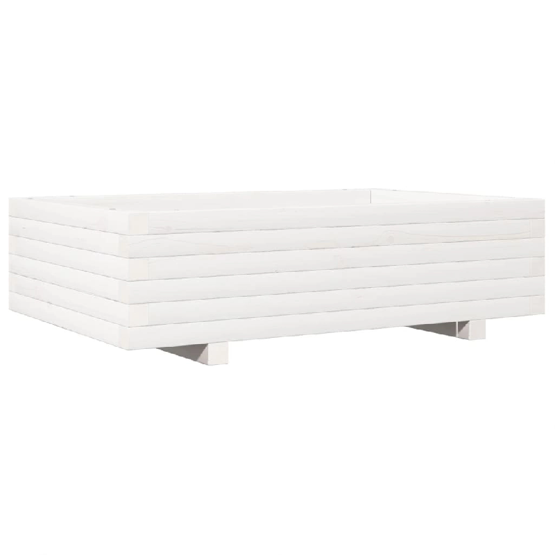 Helloshop26 - Jardinière bac lit surélevé plantes fleurs terrasse jardin 90 x 60 x 26,5 cm bois de pin massif blanc 02_0038013 - 3000217650606_0