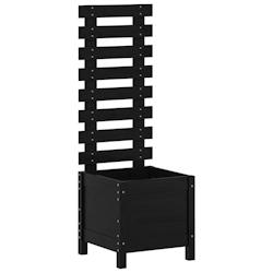 Helloshop26 - Jardinière bac lit surélevé plantes fleurs terrasse jardin avec support 39 x 39,5 x 114 cm bois de pin massif noir 02_0038215 - 30002_0
