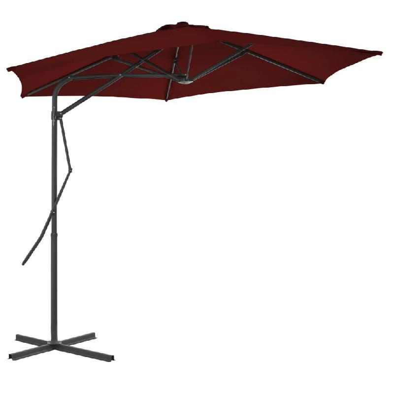 Helloshop26 - Parasol d'extérieur avec mât en acier 300 x 230 cm rouge bordeaux 02_0008207 - rouge acier 3000439047765_0