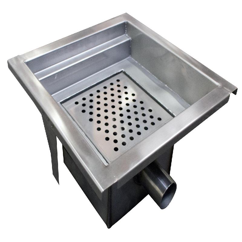 L2G Caniveau Inox Grille A Dechets Amovible, Siphon, 20 x 300 x 300mm - 3616350025067_0
