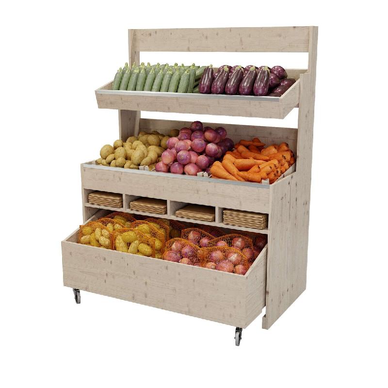 LES ARTISANS DU BOIS Présentoir fruits&légumes Déclic 3N naturel verni l130xp67,5xh150cm - Bois massif 1RET0723N_0
