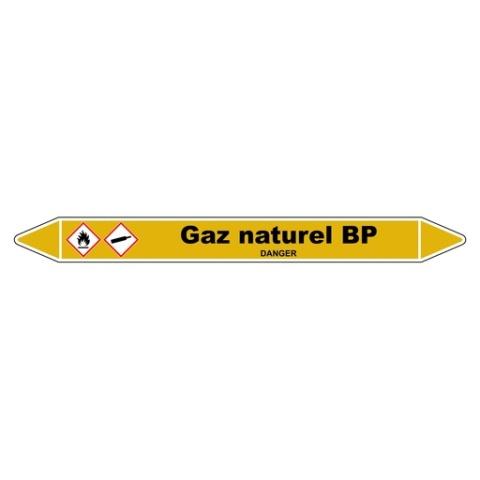 LOT DE 3 - MARQUEUR TUYAUTERIE - GAZ NATUREL BASSE PRESSION - VINYLE 250 X 26 MM
