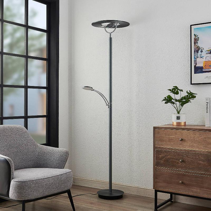 LUCANDE JOURNI LAMPE SUR PIED LED, ANTHRACITE