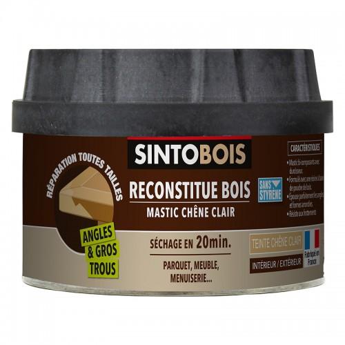 MASTIC À BOIS SINTOBOIS RECONSTITUE BOIS POUR PARTIES MANQUANTES - CHÊNE CLAIR 550G SINTO