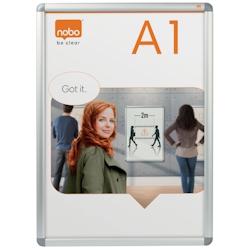 NOBO Vitrine porte-affiche clipsable, aluminium, anti-reflet en PVC, format A1 - argenté 1902211_0