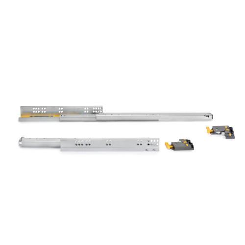 PAIRE DE COULISSES SILVER - L. 340 MM - SORTIE TOTALE AVEC AMORTISSEUR - AJUSTABLE -ZINGUÉ - 1 PAIRE EMUCA