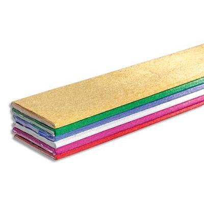 PAQUET DE 6 FEUILLES DE CREPON METALLISE CLAIREFONTAINE 2,5X0,5M COULEURS ASSORTIES