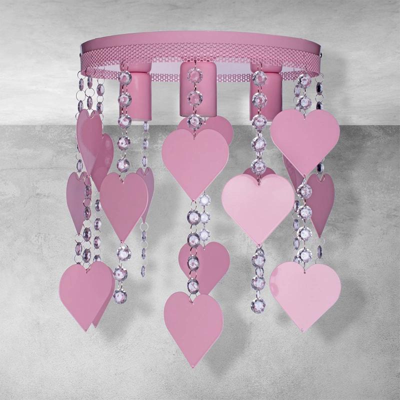 EKO-LIGHT PLAFONNIER CORAZON ROSE AVEC CŒURS