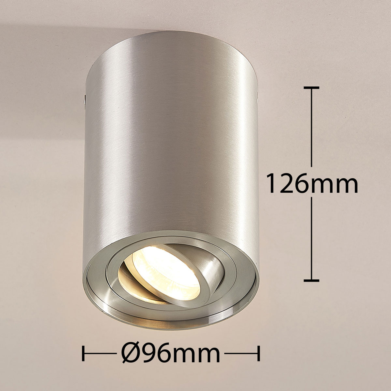 ARCCHIO SPOT POUR PLAFOND JOLINA, ROND, GRIS, 13 CM, MÉTAL
