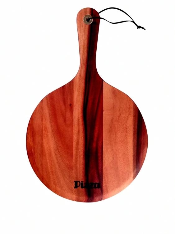 Planche de dégustation pizza - Bois d'acacia ø 30 cm - Design simple et moderne_0