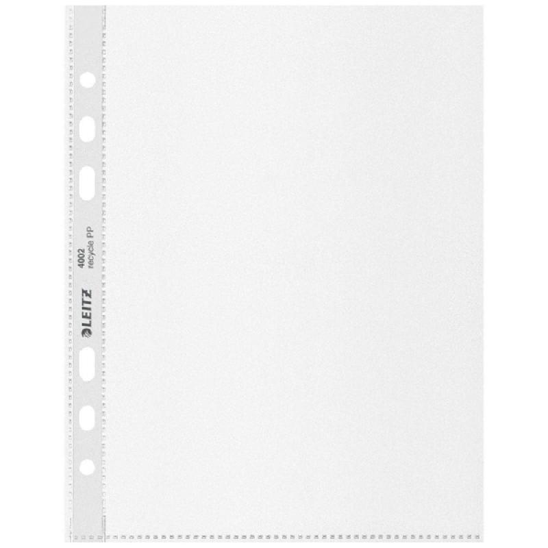 POCHETTES PERFOREES LEITZ RECYCLE A5 EN POLYPROPYLENE 100 MICRONS RECYCLABLE - PAQUET DE 25 - LOT DE 2