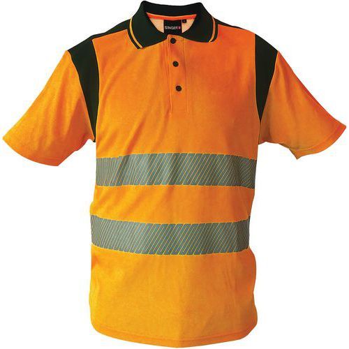 POLO VISIBLE EN POLYCOTON ORANGE MANCHES COURTES DE TAILLE L - SINGER SAFETY