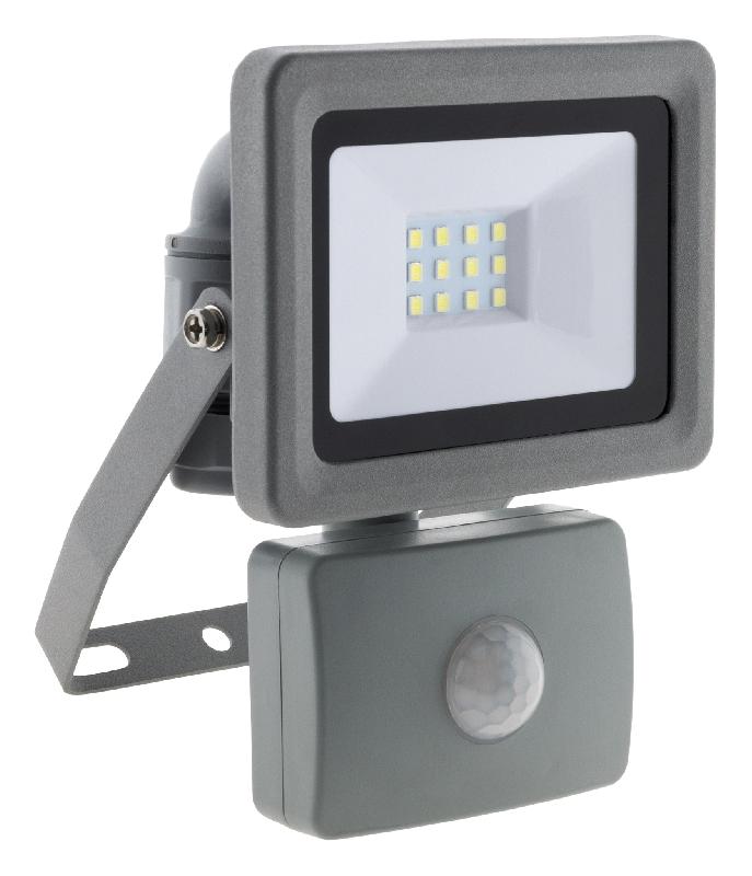 Projecteur LED 10W Gris avec détecteur de mouvement - IP44 - Technologie LED SMD - 850Lm - 6400K_0