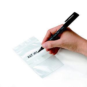 RAJA Sachet plastique à fermeture Zip et bande d'écriture - 16 x 22 cm - Epaisseur 50 microns - Transparent - Carton de 1000_0