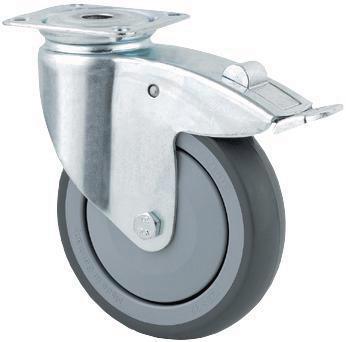 ROULETTE PIVOTANTE À PLATINE AVEC FREIN - Ø 150 MM FORCE 100 KG - MANUTAN COLLECTIVITÉS