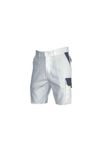 Short pour peintre blanc BERTYBG - poches multiples et accroche marteau_0