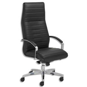 Fauteuil Lynx en croûte de cuir noire - mécanisme basculant décalé - accoudoirs fixes inclus_0