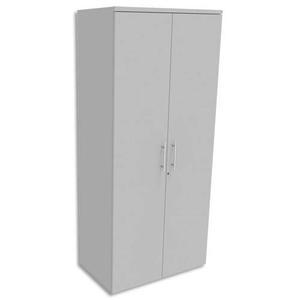 Armoire haute Simmob à portes battantes - 4 tablettes réglables - Ineo - Dimensions : L80 x H180 x P47 cm - Blanc perle_0