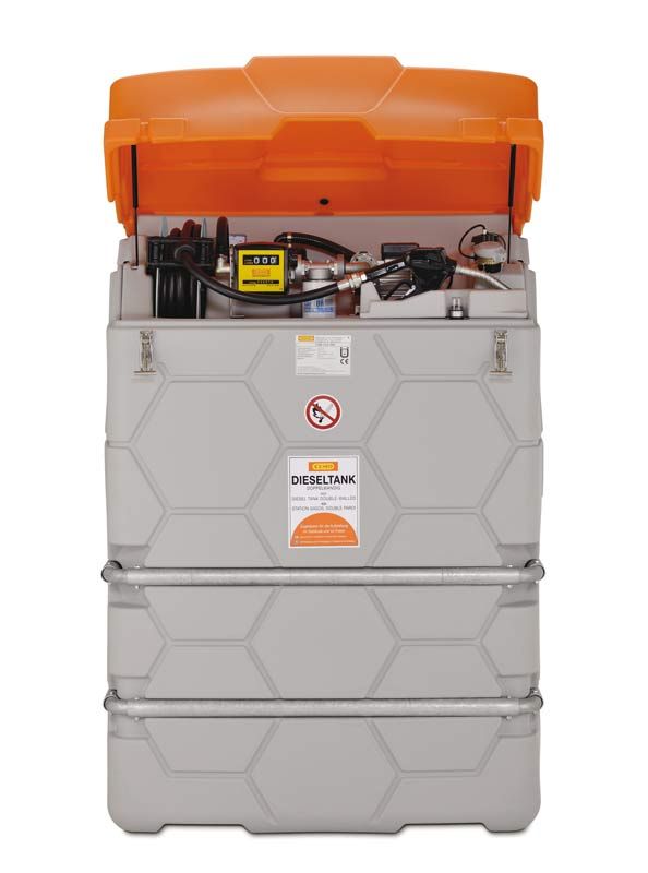 Station gasoil CUBE 2500 L - Version Premium Outdoor avec capot, enrouleur et équipements robustes_0