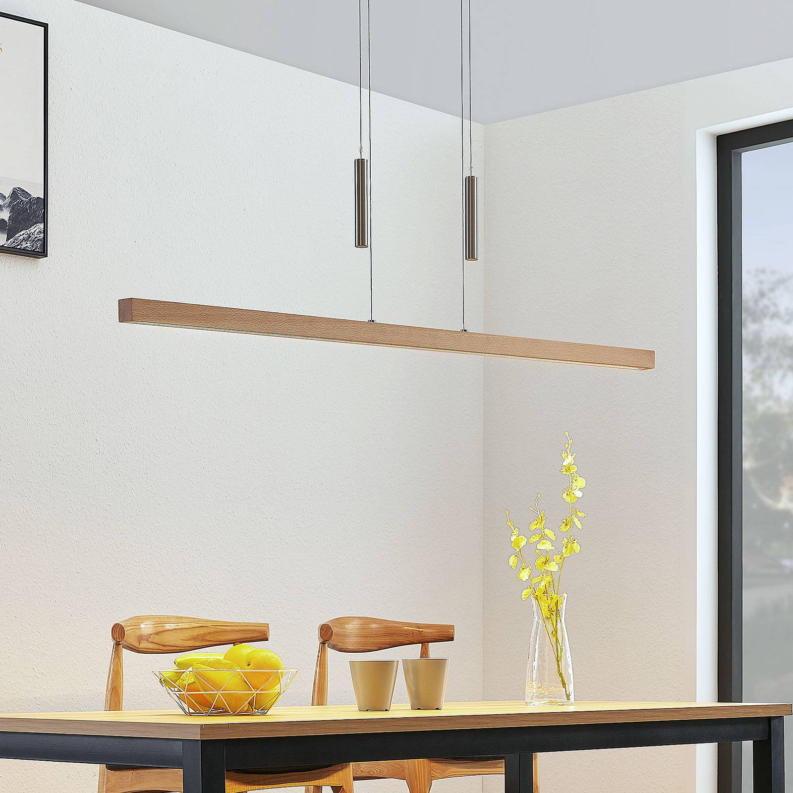LUCANDE SUSPENSION LED TAMLIN, HÊTRE, BOIS,140 CM, 3.000 K