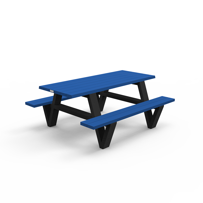 Table de pique-nique POINTE PMR - L.1800 mm - Piètement noir - STD OR-TPN-05-PMR - Accès PMR et plastique recyclé_0